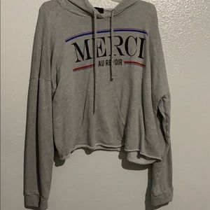 Grey crop top hoodie